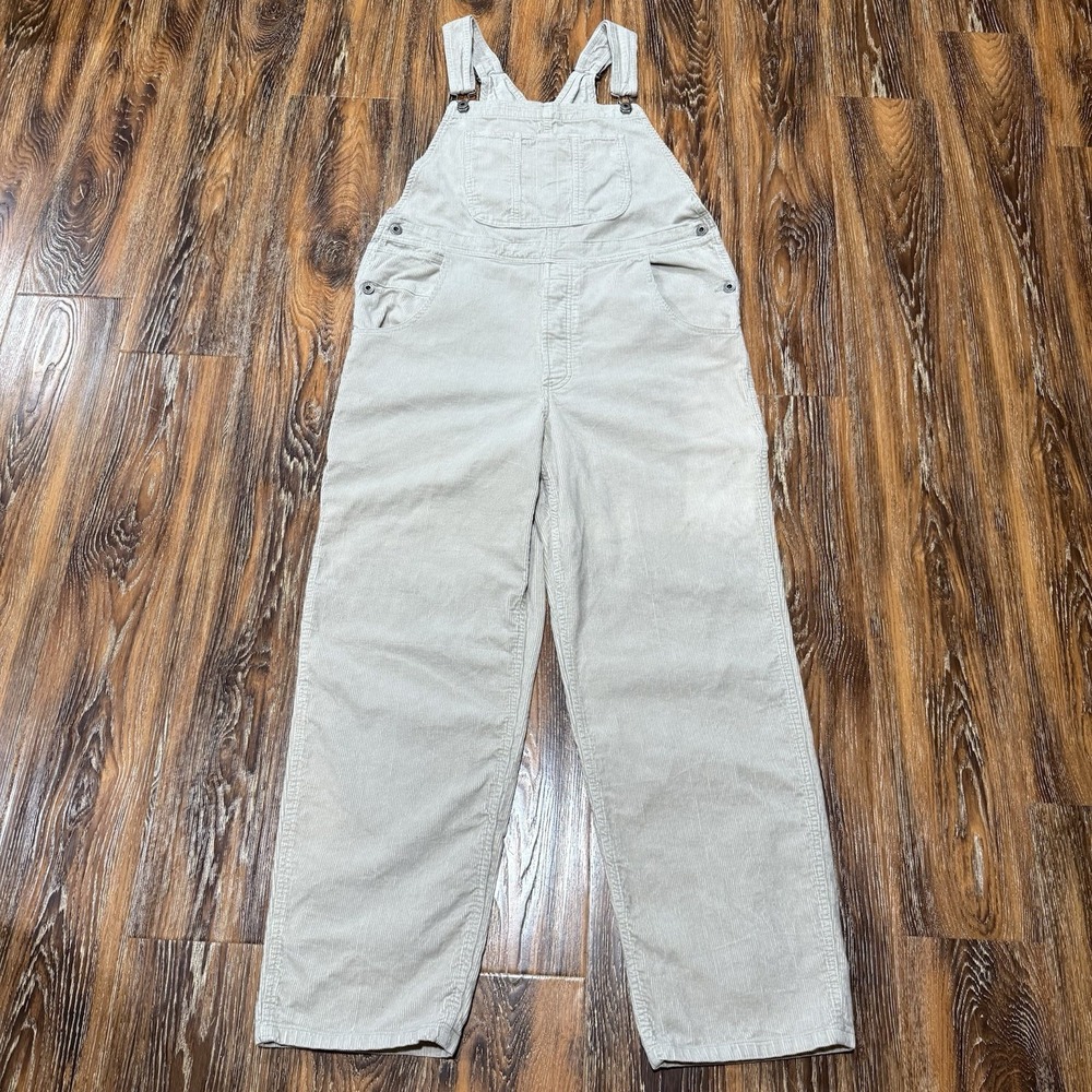 Vintage Y2K Old Navy Corduroy Overalls Womens Size M Baggy Carpenter Beige